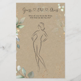 Greenery Guess The Dress Brautparty Game Flyer