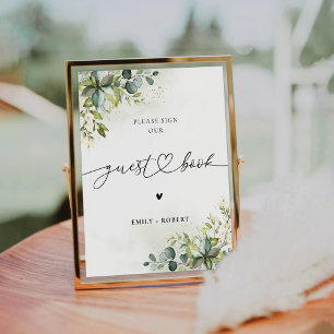 Greenery Guest Book Sign Sockelschild
