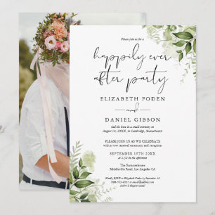 Greenery Happily Ever After Elopement Hochzeitsfot Einladung