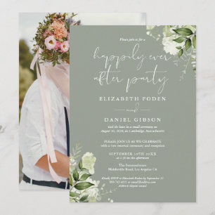 Greenery Happily Ever After Elopement Hochzeitsfot Einladung
