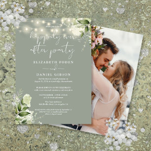Greenery Happily Ever After Elopement Hochzeitsfot Einladung