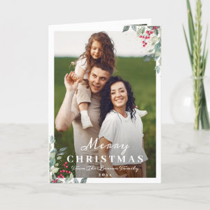 Greenery Holly Berries 2 Foto Frohe Weihnachten