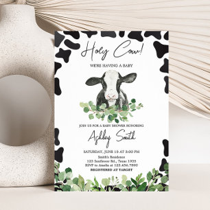 Greenery Holy Cow Baby Shower Einladung