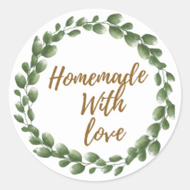 Greenery 'Homemade with Love' Round Sticker