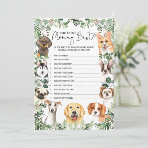 Greenery Hund, der die Mama Best Shower Game Card  Einladung
