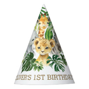 Greenery Jungle Animals Safari 1. Geburtstag Cone Partyhütchen