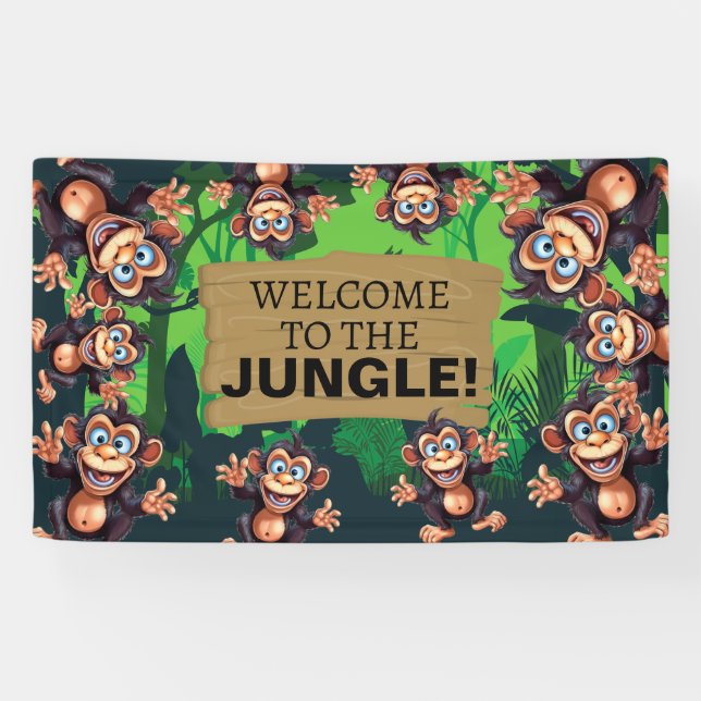 Greenery Jungle Animals Safari Banner (Horizontal)