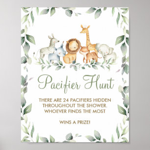 Greenery Jungle Animals Shower Schnuller Jagdspiel Poster