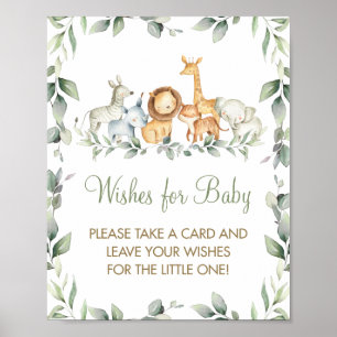 Greenery Jungle Animals wünscht Baby Sign Game Poster