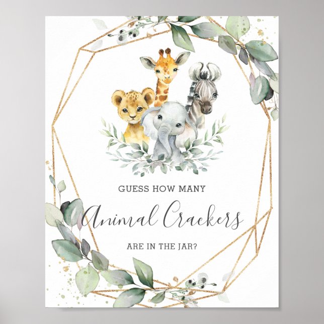 Greenery Jungle Guess Animal Crackers in Jar Game Poster (Vorne)