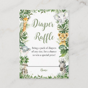 Greenery Jungle Safari Animals Baby Diaper Raffle Begleitkarte