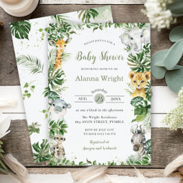 Greenery Jungle Safari Animals Boy Baby Shower Einladung