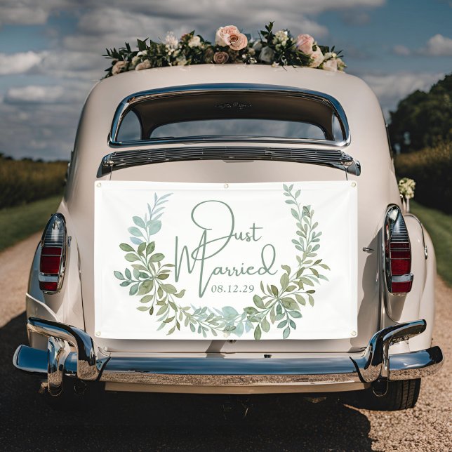Greenery Just Married Banner (Von Creator hochgeladen)