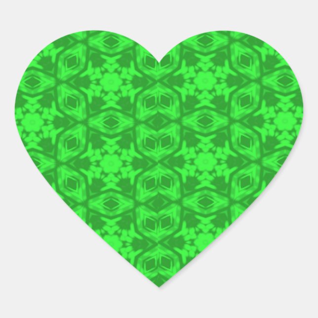 Greenery Kaleidoscope Herz-Aufkleber (Vorderseite)
