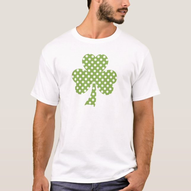 Greenery Kleeblatt Clover Polka dots Patrick's Day T-Shirt (Vorderseite)