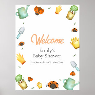 Greenery Ladybug Garden Baby Dusche Willkommen Poster