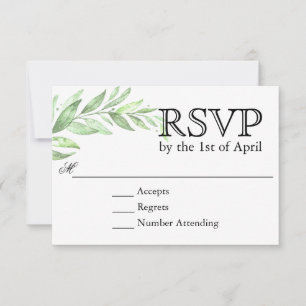 Greenery Laurel Wreath Wedding RSVP Karte