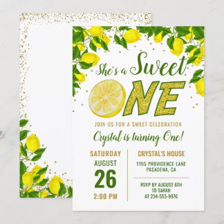 Greenery Lemon Sweet Ein erster Geburtstag Einladu Einladung