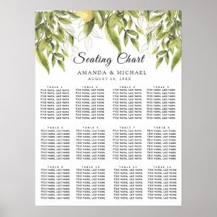 Greenery Lemons Rustikale Hochzeitssitzkarten Poster