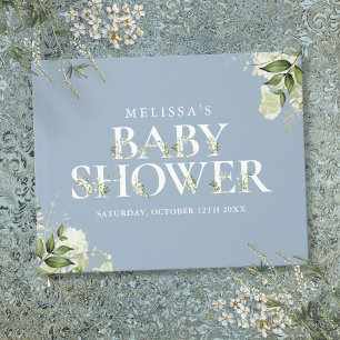 Greenery Letter Dusty Blue Baby Dusche Gästebuch