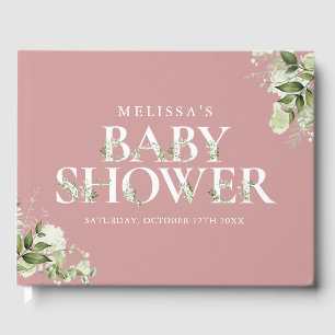 Greenery Letter Dusty Rose Pink Baby Dusche Gästebuch