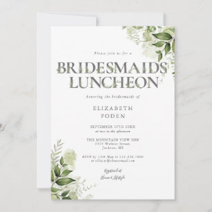 Greenery Letter Monogram Bridesmaids Luncheon Einladung