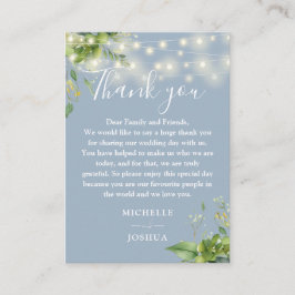 Greenery Lights Dusty Blue Wedding Vielen Dank Platzkarte
