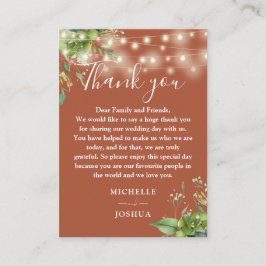Greenery Lights Terracotta Wedding Vielen Dank Platzkarte
