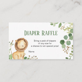 Greenery Lion Baby Diaper Raffle Card, Begleitkarte