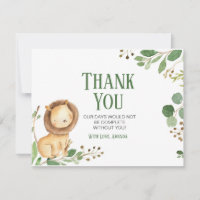Greenery Lion Baby Dusche Danke Karte