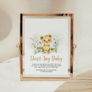 Greenery Lion Baby Dusche Say Baby nicht Poster