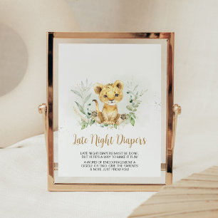 Greenery Lion Baby Dusche Spate Night Diapers Poster