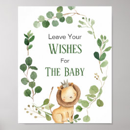Greenery Lion Baby Shower Wünsche für Baby Poster