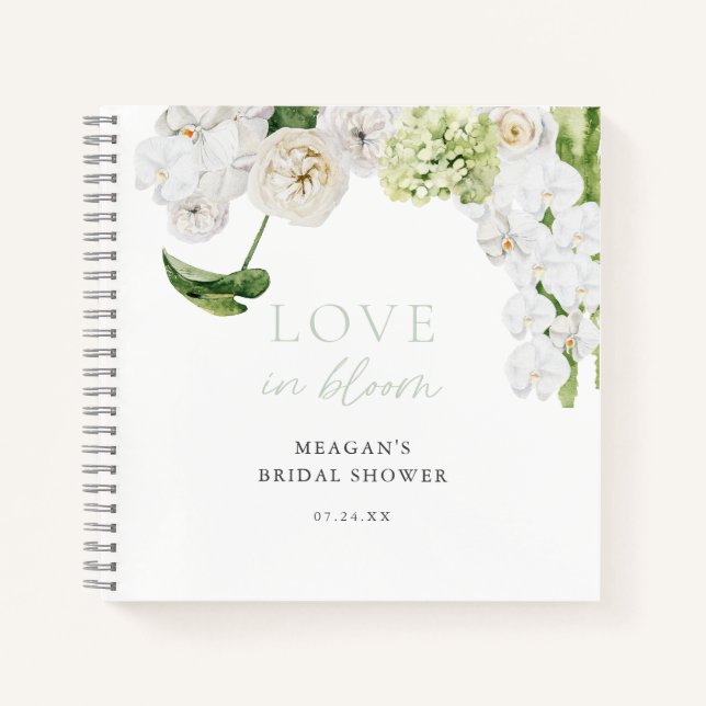 Greenery Love In Bloom Bridal Shower Guestbook Notizbuch (Vorderseite)