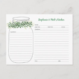 Greenery Mason Jar Recipe Cards Ankündigungspostkarte
