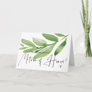 Greenery Matron of Honor Vorschlag Wedding Card Karte