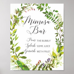 Greenery Mimosa Bar Sign Poster