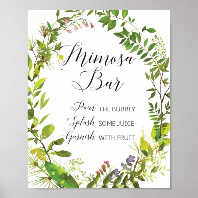 Greenery Mimosa Bar Sign Poster (Vorne)