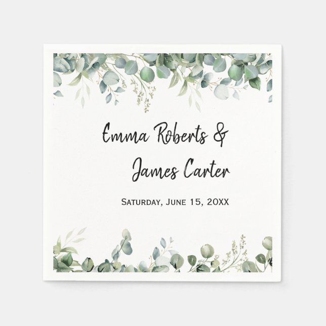 Greenery Minimalistisch Script Wedding Napkins Serviette (Vorderseite)