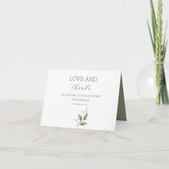 Greenery Modern Dankeskarte (Vorderseite)