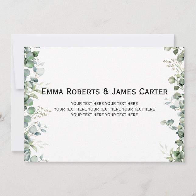 Greenery Modern Wedding Photo Thank You Card Dankeskarte (Rückseite)