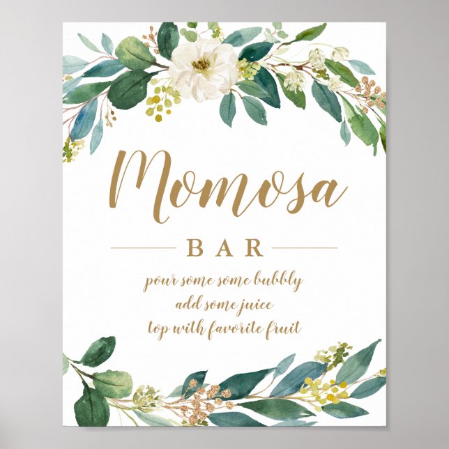 Greenery Momosa Bar Sign Poster (Vorne)