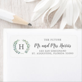 Greenery Monogram Rustic Wedding Rücksendeadresse