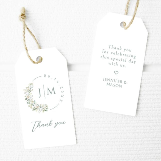 Greenery Monogram Vielen Dank Gastgeschenk Hochzei Geschenkanhänger (Von Creator hochgeladen)