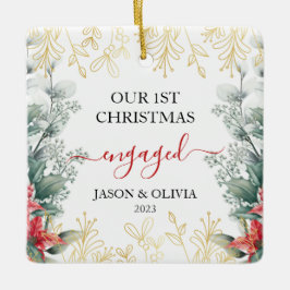 Greenery Monoline Blume Erstes Weihnachtsfest Verl Keramikornament