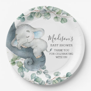 Greenery Niedlich Elephant Boy Baby Shower Geburts Pappteller