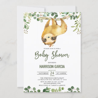Greenery Niedlich Sloth Baby Dusche Einladung