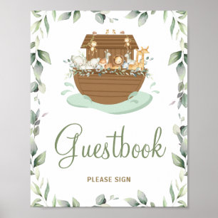 Greenery Noah's Ark Baby Shower Taufe Gästebuch