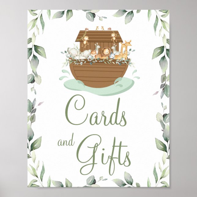 Greenery Noahs Ark Baby Shower Tauferkarten Gesche Poster (Vorne)
