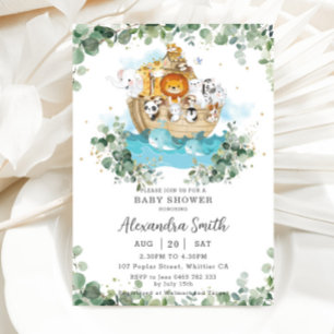 Greenery Noah's Ark Gender Neutral Baby Dusche Einladung